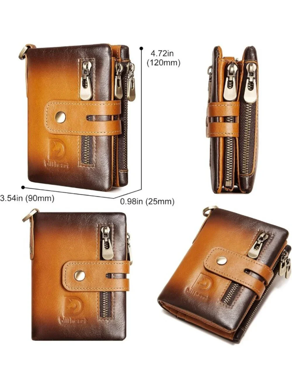 Genuine Leather Biker Wallet with Chain, RFID Blocking Anti-Theft Bifold Design